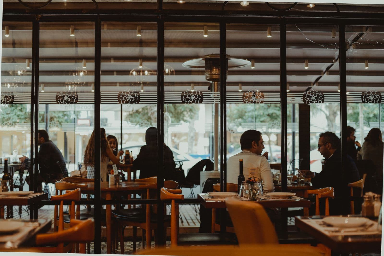 Restaurant interior with set tables